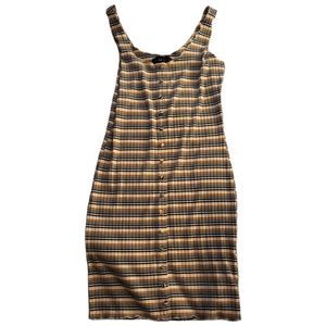 DEREK HEART Striped Ribbed Tank‎ Midi Dress M